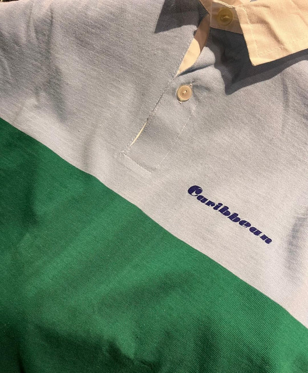 Polos Caribbean Vintage Bicolor Celeste/Verde