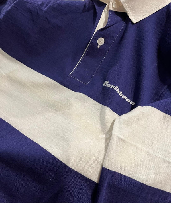 Polos Caribbean Vintage Franja Azul/Blanco