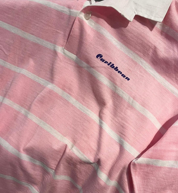 Polos Caribbean Vintage Rayas Rosa/Blanco